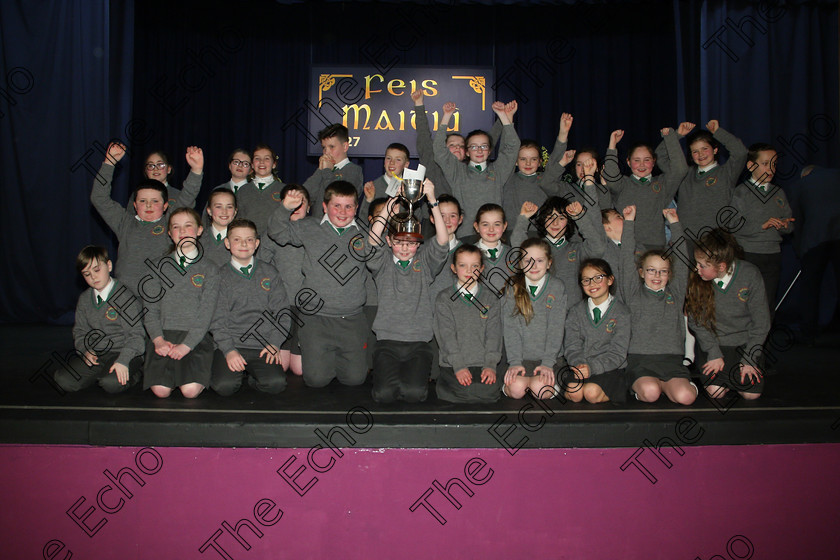 Feis23022018Fri60 
 56~60
Cup Winners An Teaghlaigh Ballyphehane.
 Speech and Drama Class: 476: The Peg OMahony Memorial Perpetual Cup Choral Speaking 4th Class Feis Maiti 92nd Festival held in Fr. Mathew Hall. EEjob 23/02/2018 Picture: Gerard Bonus.