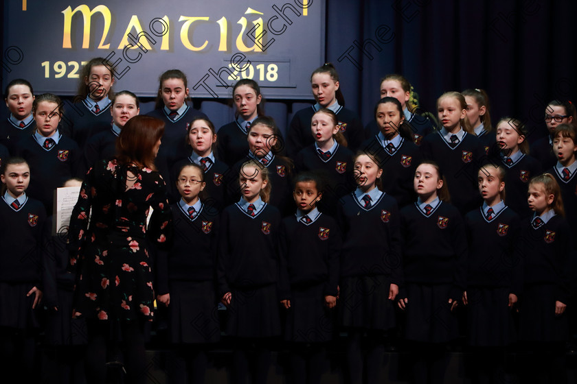 Feis12042018Thu10 
 7~11
Scoil Aiseiri Chrost singing Little Spanish Town and Feed the Birds Conducted by Tara OSullivan.
 Singing Class: 84: The Sr. M. Benedicta Memorial Perpetual Cup Primary School Unison Choirs Section 1 Feis Maiti 92nd Festival held in Fr. Mathew Hall. EEjob 28/03/2018 Picture: Gerard Bonus