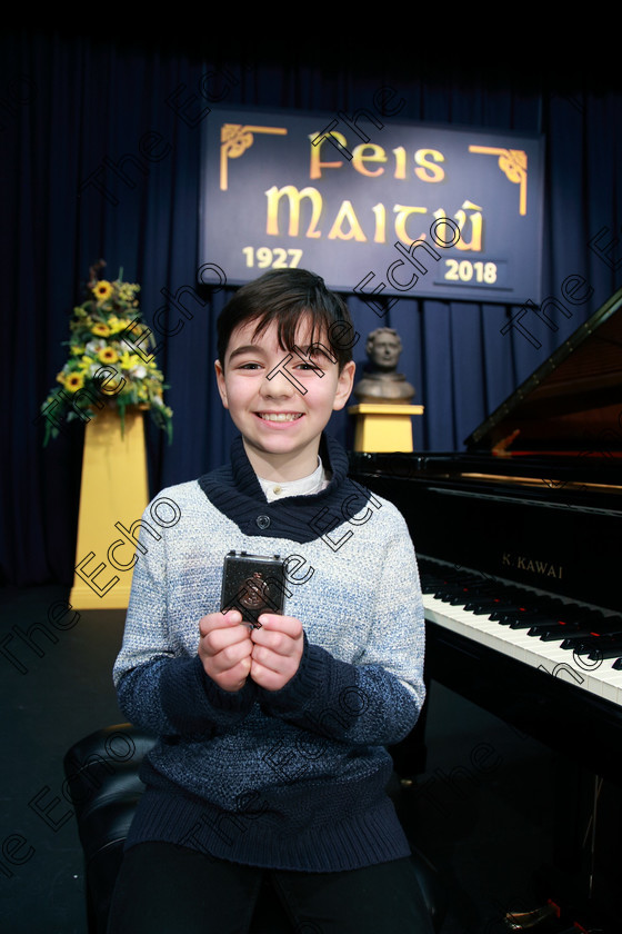 Feis03022018Sat14 
 14
Bronze Medallist Ewan McCrohan from Killarney.
 Instrumental Music Class: 166: Piano Solo 10 Years and Under Feis Maiti 92nd Festival held in Fr. Matthew Hall. EEjob 02/02/2018 Picture: Gerard Bonus.