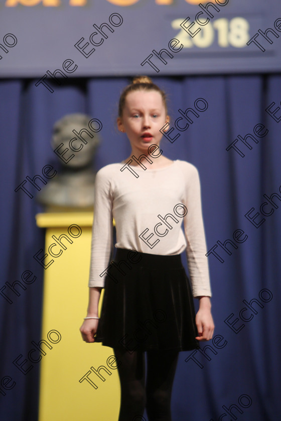 Feis25032018Sun11 
 11
Holly Murphy performing.
 Speech and Drama Class: 365: Solo Verse Speaking Girls 10 Years and Under Section 5 Feis Maiti 92nd Festival held in Fr. Mathew Hall. EEjob 25/03/2018 Picture: Gerard Bonus