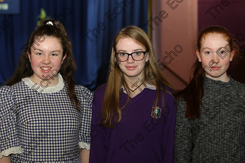 Feis19022018Mon47 
 47
Zo Byrne, Aisling OMahony and Emma Lynch from Douglas, Rochestown and Ballinhassig.
 Speech and Drama Class: 326: The James ODonovan Memorial Perpetual Cup
 Dramatic Solo 14 Years and Under Section 1 Feis Maiti 92nd Festival held in Fr. Mathew Hall. EEjob 19/02/2018 Picture: Gerard Bonus.