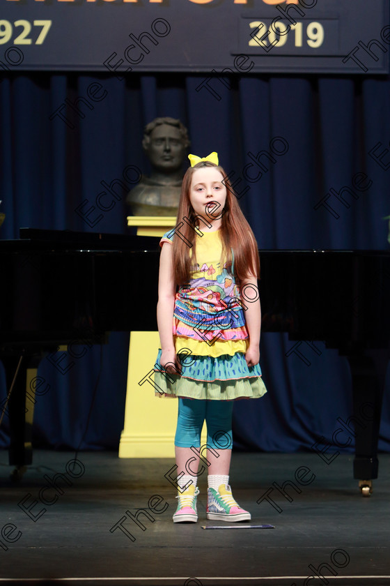 Feis26022019Tue04 
 4
Layla Rose OShea from Glanmire giving a Bronze Performance.

Class: 56: 7 Years and Under arr. Herbert Hughes Little Boats (Boosey and Hawkes 20th Century Collection).

Feis Maiti 93rd Festival held in Fr. Mathew Hall. EEjob 26/02/2019. Picture: Gerard Bonus