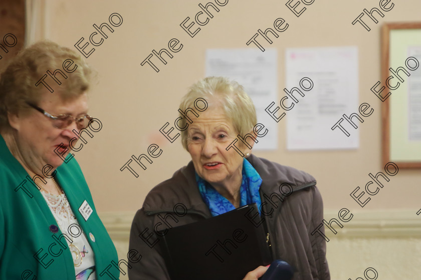 Feis12042018Thu21 
 21
Annabelle Adams chatting with Kathleen ORegan, Feis Mait.
 Singing Class: 84: The Sr. M. Benedicta Memorial Perpetual Cup Primary School Unison Choirs Section 1 Feis Maiti 92nd Festival held in Fr. Mathew Hall. EEjob 28/03/2018 Picture: Gerard Bonus