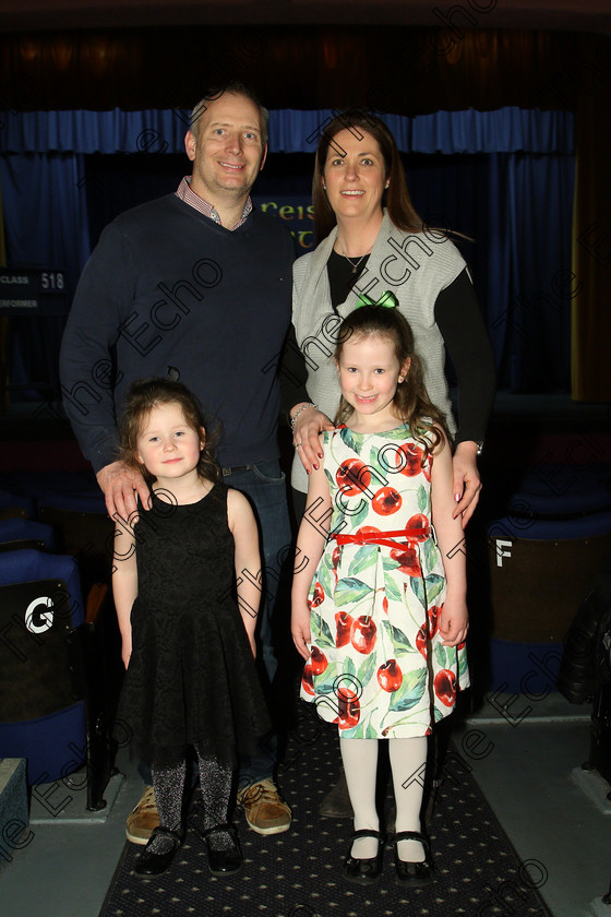 Feis21032018Wed43 
 43
Performers 4 year old Eln and 5 year old Jessica Ward from Glanmire with their parents Kelda and Rob.
 Labhairt na Filocht agus Mreanna Drmaochta Class: 518: Bharslabhairt 5 Bliana DAois N Faoina Feis Maiti 92nd Festival held in Fr. Mathew Hall. EEjob 21/03/2018 Picture: Gerard Bonus.