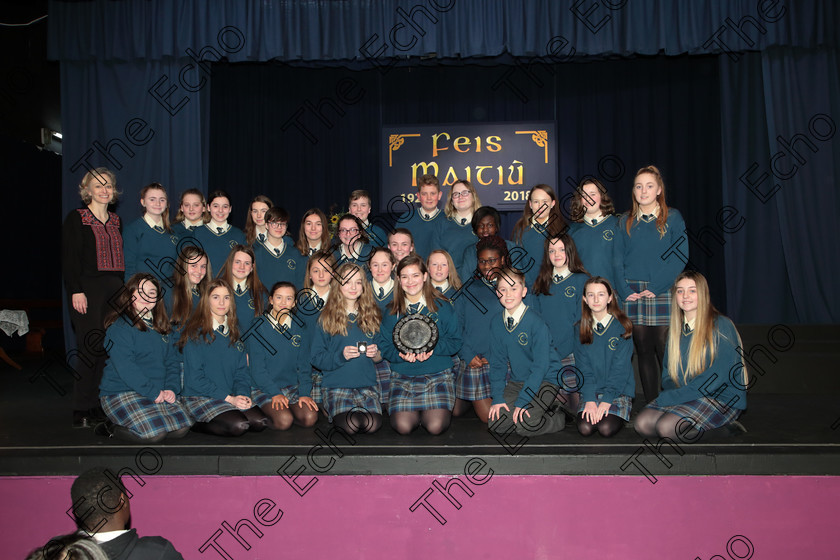 Feis12042018Thu68 
 68
Glanmire Community School Junior Choir winners of The Echo Perpetual Shield with Conducted by Ann Mannix.
Singing Class: 83: Part Choirs The Echo Perpetual Shield 15 Years and Under Feis Maiti 92nd Festival held in Fr. Mathew Hall. EEjob 12/04/2018 Picture: Gerard Bonus