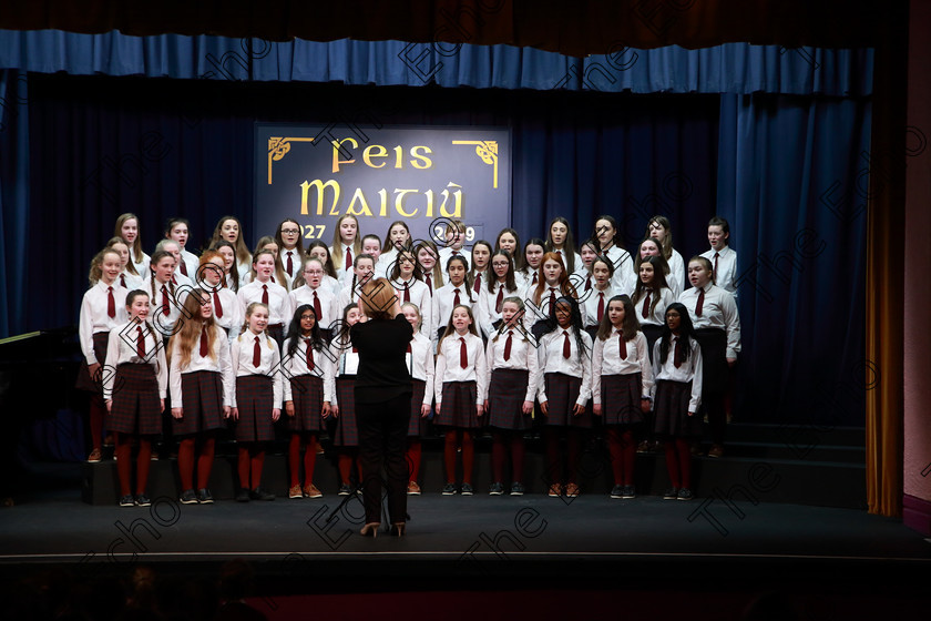 Feis27022019Wed32 
 32~36
Sacred Heart School Tullamore singing Little Spanish Town conducted by Regina McCarthy.

Class: 83: The Loreto Perpetual Cup Secondary School Unison Choirs

Feis Maiti 93rd Festival held in Fr. Mathew Hall. EEjob 27/02/2019. Picture: Gerard Bonus