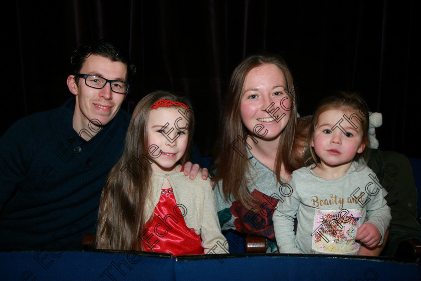 Feis24022018Sat19 
 19
Performer Kayla Rose ORiordan from Douglas with her parents Lisa and David and sister Alia.
 Speech and Drama Class: 369: Solo Verse Speaking Girls 6 Years and Under Section 3 Feis Maiti 92nd Festival held in Fr. Mathew Hall. EEjob 24/02/2018 Picture: Gerard Bonus.