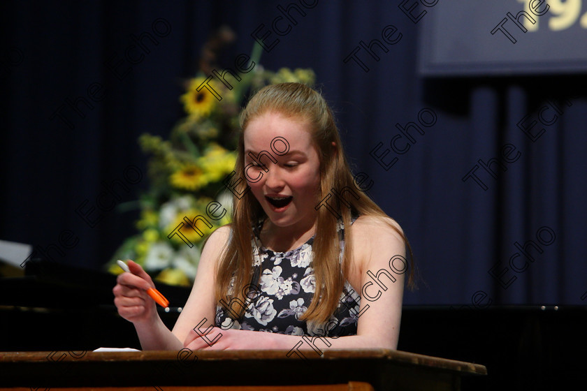 Feis08032018Thu15 
 15
Bronze Medallist, ine Watson performing The Secret from Daddy Long Legs.
 Singing and School Choirs Class: 112: The C.A.D.A. Perpetual Trophy Solo Action Song 14 Years and Under Section 2 Feis Maiti 92nd Festival held in Fr. Mathew Hall. EEjob 06/03/2018 Picture: Gerard Bonus.