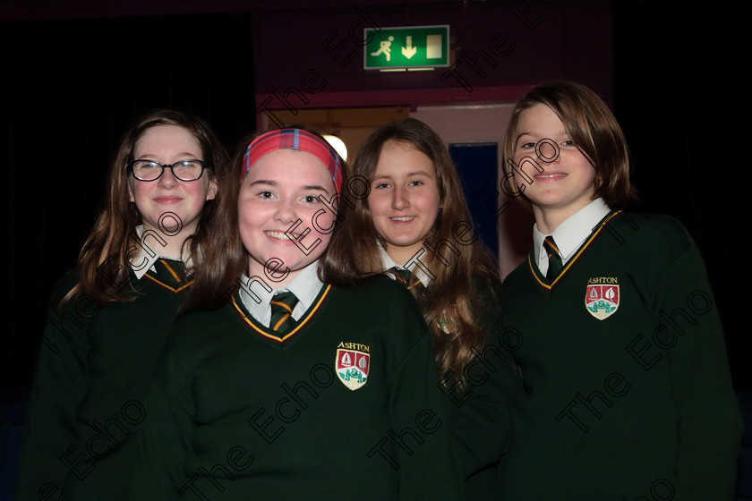 Feis12042018Thu41 
 41
Eimear Curran, Lexy Kerrigan, Adine Dzirite and Maddalena Fortune-Brandi from 
Ashton School Choir. 
 Singing Class: 83: The Loreto Perpetual Cup Secondary School Unison Choirs Feis Maiti 92nd Festival held in Fr. Mathew Hall. EEjob 12/04/2018 Picture: Gerard Bonus