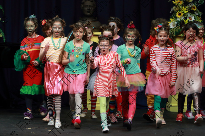 Feis12022019Tue14 
 10~15
Rockboro Primary School performing Green Eggs and Ham from Seussical the Musical.

Class: 104: The Pam Golden Perpetual Cup Group Action Songs -Primary Schools Programme not to exceed 8 minutes.

Feis Maiti 93rd Festival held in Fr. Mathew Hall. EEjob 12/02/2019. Picture: Gerard Bonus