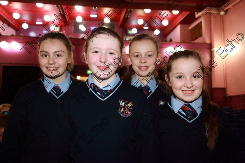 Feis28022019Thu31 
 31
Leah OBrien Meehan, Aisling Mulcahy, Sally Bullman and Holly Heffernan from Scoil Aiseiri Chrost Farranree.

Class: 85: The Soroptimist International (Cork) Perpetual Trophy and Bursary
Bursary Value 130 Unison or Part Choirs 13 Years and Under Two contrasting folk songs.

Feis Maiti 93rd Festival held in Fr. Mathew Hall. EEjob 28/02/2019. Picture: Gerard Bonus