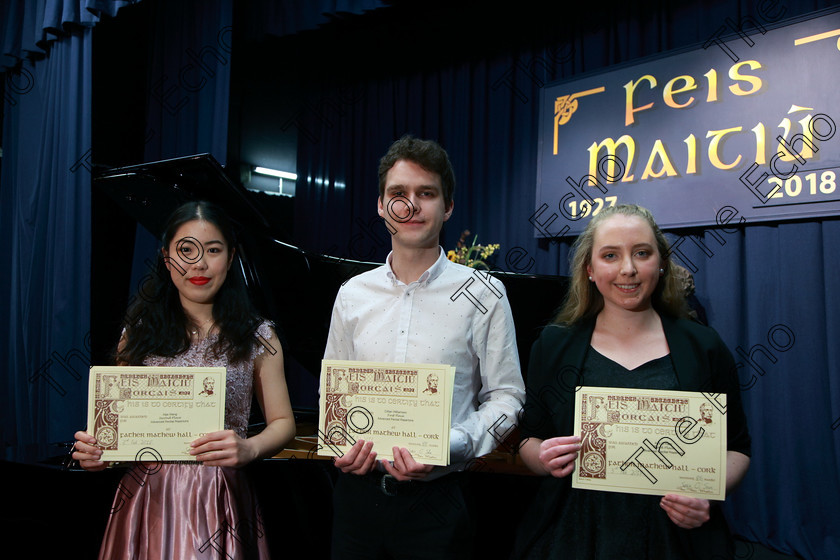 Feis03022018Sat44 
 44
Aija Wang from The City Centre took second place; Cillian Williamson from Montenotte, First place and Bursary winner and Ava OHare from Ballinascarthy took third place.
 Instrumental Music: Class: 157: The Tilly Fleischmann Recital Prize and Bursary Advanced Recital Repertoire Bursary Value 200 Sponsored by Ruth Fleischmann Feis Maiti 92nd Festival held in Fr. Matthew Hall. EEjob 02/02/2018 Picture: Gerard Bonus.