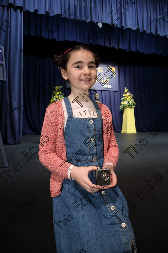 Feis31032019Sun07 
 7
Silver Medal for Jessica McCrohan from Killarney.

Class: 367: Solo Verse Speaking Girls 8 Years and Under Section 5 Either: Breakdown Jean Kenward or The Haunted House John Foster.

Feis Maiti 93rd Festival held in Fr. Mathew Hall. EEjob 31/03/2019. Picture: Gerard Bonus