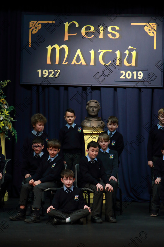 Feis20032019Wed14 
 13~15
Beaumont Boys School performing.

Class: 476: The Peg OMahony Memorial Perpetual Cup Choral Speaking 4th Class (a) The Three Little Pigs Marian Swinger (b) Own Choice.

Feis Maiti 93rd Festival held in Fr. Mathew Hall. EEjob 20/03/2019. Picture: Gerard Bonus.