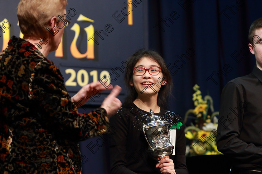 Feis0702109Thu22 
 22
Adjudicator Marilynne Davies applauding Megan Chan from Blackrock winner of the Cup and Bursary.

Class: 141: The Br. Paul ODonovan Memorial Perpetual Cup and Bursary Bursary Value 500 Sponsored by the Feis Maiti Advanced Recital Programme 17Years and Under An Advanced Recital Programme.

Feis Maiti 93rd Festival held in Fr. Matthew Hall. EEjob 07/02/2019. Picture: Gerard Bonus