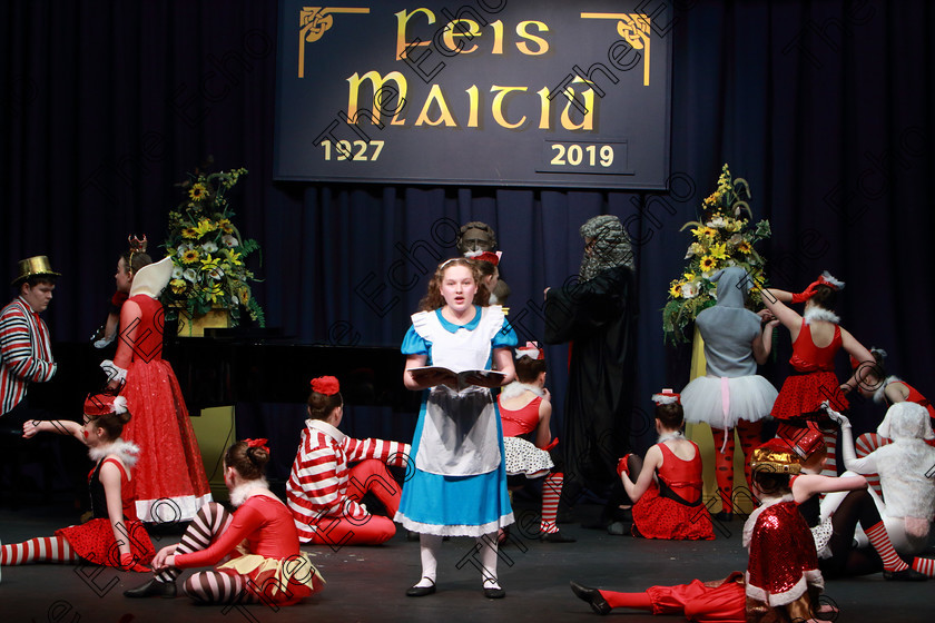 Feis12022019Tue46 
 45~46
CADA Performing Arts with Faye Gibson as Alice performing Alice in the underworld.

Class: 102: The Juvenile Perpetual Cup Group Action Songs 13 Years and Under A programme not to exceed 10minutes.

Feis Maiti 93rd Festival held in Fr. Mathew Hall. EEjob 12/02/2019. Picture: Gerard Bonus