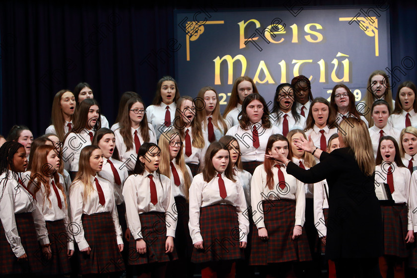 Feis27022019Wed13 
 10~13
Sacred Heart School Tullamore singing The Lord Keep Us by John Rutter conducted by Regina McCarthy.

Class: 77: The Father Mathew Hall Perpetual Trophy Sacred Choral Group or Choir 19 Years and Under Two settings of Sacred words.
Class: 80: Chamber Choirs Secondary School

Feis Maiti 93rd Festival held in Fr. Mathew Hall. EEjob 27/02/2019. Picture: Gerard Bonus