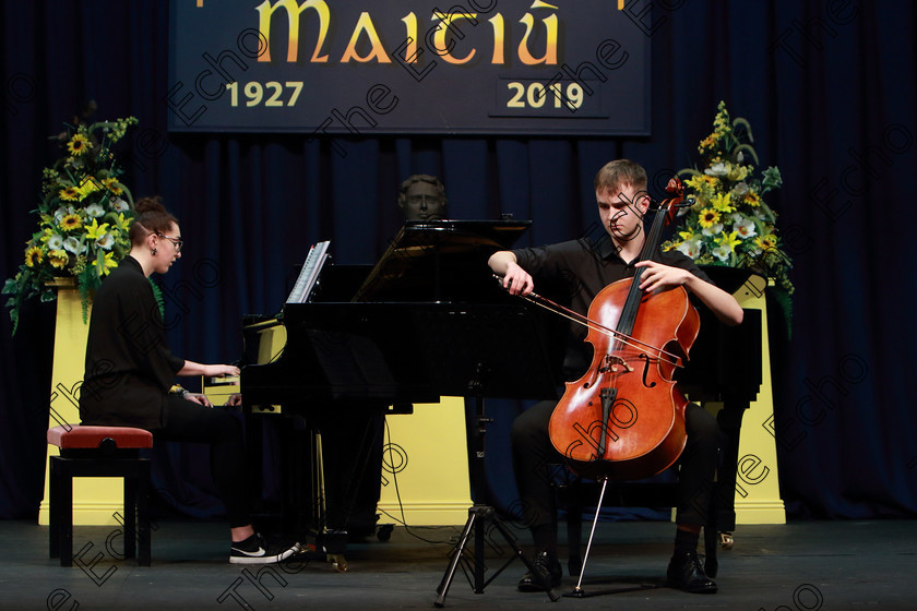 Feis0602109Wed28 
 27~29
Jack Ryan from Carrigaline playing Beethovans Cello Sonata No. 4 orchestra provided by Denise Crowley.

Class: 247: The Rotary Club of Cork Perpetual Cup Violoncello Solo Senior (a) Debussy Prologue, 1stmvt. from Sonata. (b) Contrasting piece not to exceed 5 minutes.

Feis Maiti 93rd Festival held in Fr. Matthew Hall. EEjob 06/02/2019. Picture: Gerard Bonus