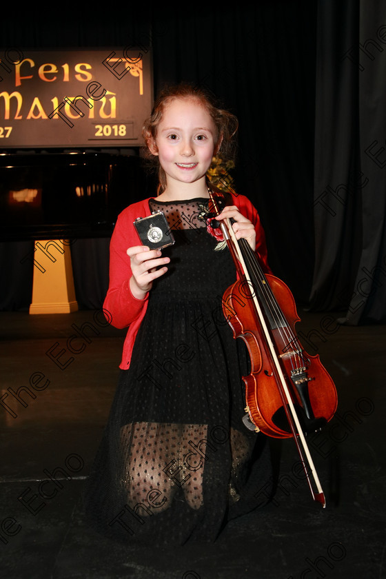 Feis29012018Mon48 
 48
Silver Medallist, Georgia Ellen Hynes from Blackrock.
 EEjob 29/01/2018 
Feis Maiti 92nd Festival held in Fr. Matthew Hall 
Picture: Gerard Bonus

Instrumental Music 
Class: 242: Violin Solo 8 years and under.