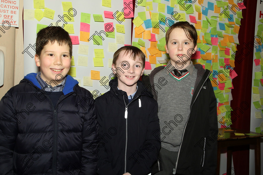 Feis15032018Thu08 
 8
Performers Liam Healy, Seamus Coughlan and Ronan McCarthy from Mallow, Killavullen and Bishopstown.
 Speech and Drama Class: 378: Solo Verse Speaking Boys 11 Years and Under Section 2 Feis Maiti 92nd Festival held in Fr. Mathew Hall. EEjob 15/03/2018 Picture: Gerard Bonus.