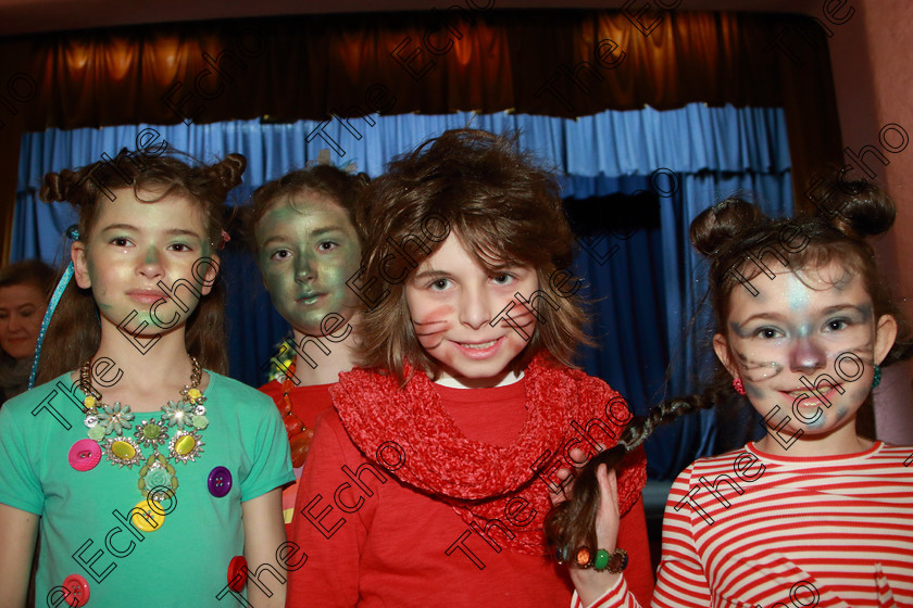 Feis12022019Tue02 
 2
Kesja Pfister, Lydia Lynch, Isaac Horan and Molly Sorenson from Rockboro Primary School.

Class: 104: The Pam Golden Perpetual Cup Group Action Songs -Primary Schools Programme not to exceed 8 minutes.

Feis Maiti 93rd Festival held in Fr. Mathew Hall. EEjob 12/02/2019. Picture: Gerard Bonus