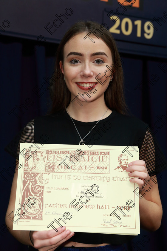 Feis08022019Fri54 
 54
3rd place Grace Glynn from Mallow.

Class: 111: The Edna McBirney Memorial Perpetual Cup Solo Action Song 16 Years and Under Section 1. Action song of own choice.

Feis Maiti 93rd Festival held in Fr. Matthew Hall. EEjob 08/02/2019. Picture: Gerard Bonus