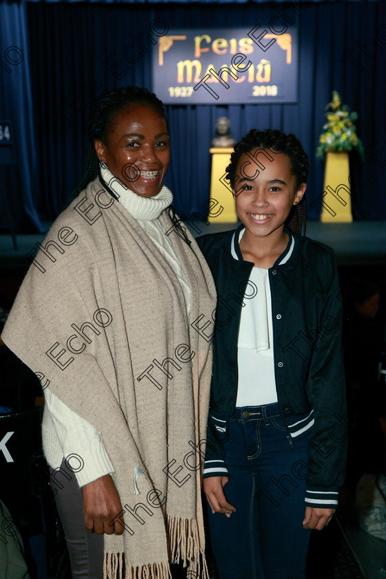 Feis26022018Mon06 
 6
Performer Alyra Joyce with her mother Cynthia Sibya from Fermoy.
 Speech and Drama Class: 364: Solo Verse Speaking Girls 11 Years and Under Section 2 Feis Maiti 92nd Festival held in Fr. Mathew Hall. EEjob 26/02/2018 Picture: Gerard Bonus.