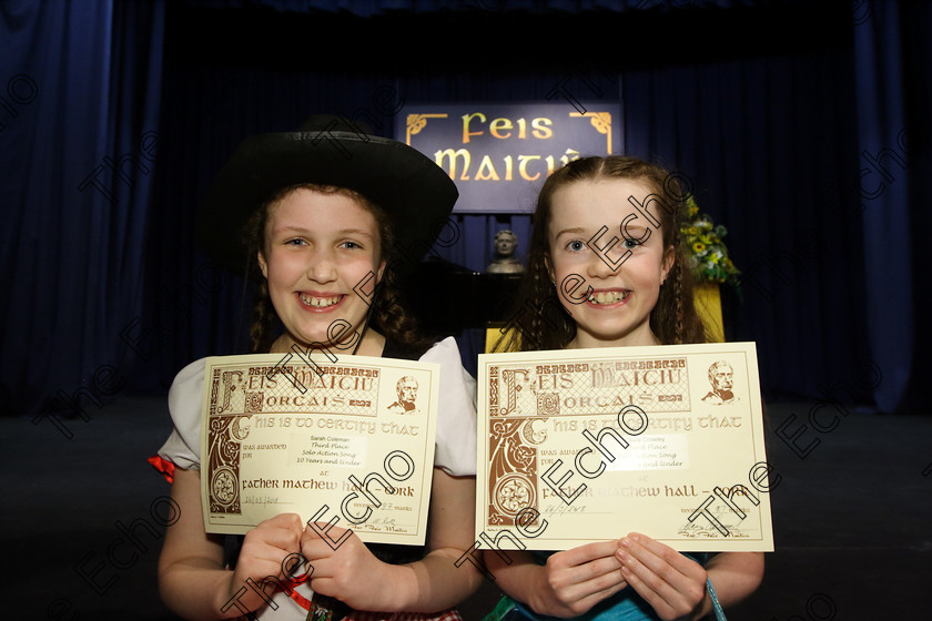 Feis26032018Mon60 
 60
Joint 3rd place Sarah Coleman and Olivia Crowley from Mallow.
 Speech and Drama Class: 114: The Altrusa Club of Cork Perpetual Trophy Solo Action Song 10 Years and Under Section 3Feis Maiti 92nd Festival held in Fr. Mathew Hall. EEjob 26/03/2018 Picture: Gerard Bonus