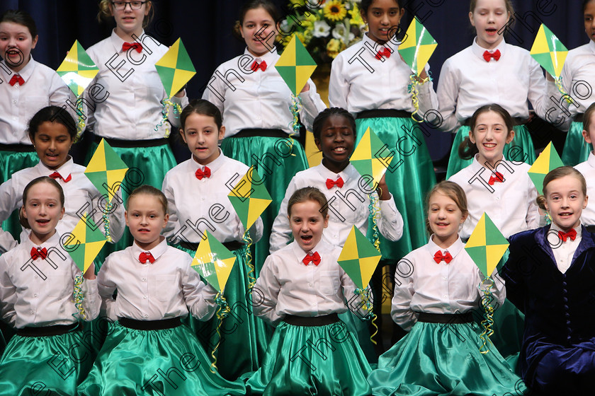 Feis28022018Wed06 
 On a snowy day only one choir made it into the hall for their performance, Scoil mhuire, Ballincollig braved the elements, snow and ice and totally enthralled the adjudicator, Marilynne Davies that she asked them to perform again and they did, spectacularly, showing their skill and talents so well that they were awarded the highest mark of 90 points, a rare achievement made all the more special on a day that most schools were closed due to weather and also making the choirs first visit to eh Feis performing a medley from Mary Poppins during the The Pam Golden Perpetual Cup Group Action Songs Primary Schools Class 104 Feis Maiti 92nd Festival held in Fr. Mathew Hall. EEjob 27/02/2018 Picture: Gerard Bonus.