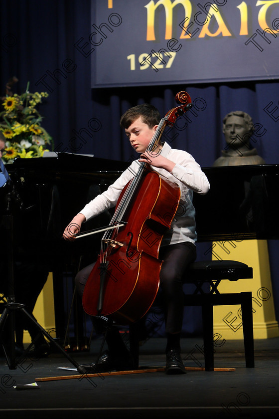 Feis09022018Fri04 
 4
Eoin Quirke performing.
 Instrumental Music Class: 232: The Houlihan Memorial Perpetual Cup 
String Repertoire 14 Years and Under Feis Maiti 92nd Festival held in Fr. Mathew Hall. EEjob 09/02/2018 Picture: Gerard Bonus.