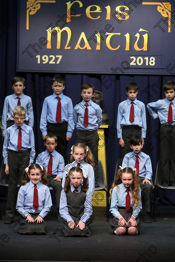 Feis23022018Fri38 
 37~40
Ovens NS performing.
 Speech and Drama Class: 476: The Peg OMahony Memorial Perpetual Cup Choral Speaking 4th Class Feis Maiti 92nd Festival held in Fr. Mathew Hall. EEjob 23/02/2018 Picture: Gerard Bonus.