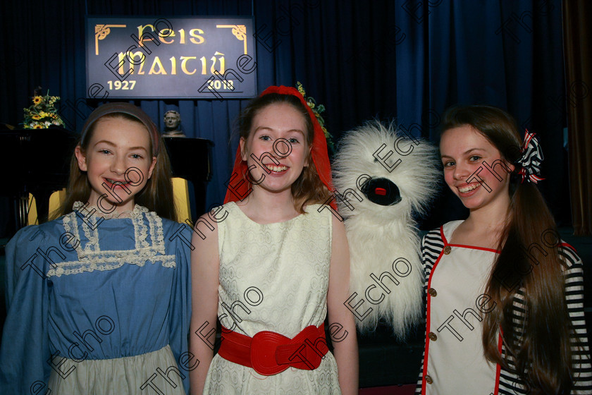 Feis08032018Thu22 
 22
Performers Lucy Griffin, Ciara Hayes and Niamh Cremin.
 Singing and School Choirs Class: 112: The C.A.D.A. Perpetual Trophy Solo Action Song 14 Years and Under Section 2 Feis Maiti 92nd Festival held in Fr. Mathew Hall. EEjob 06/03/2018 Picture: Gerard Bonus.