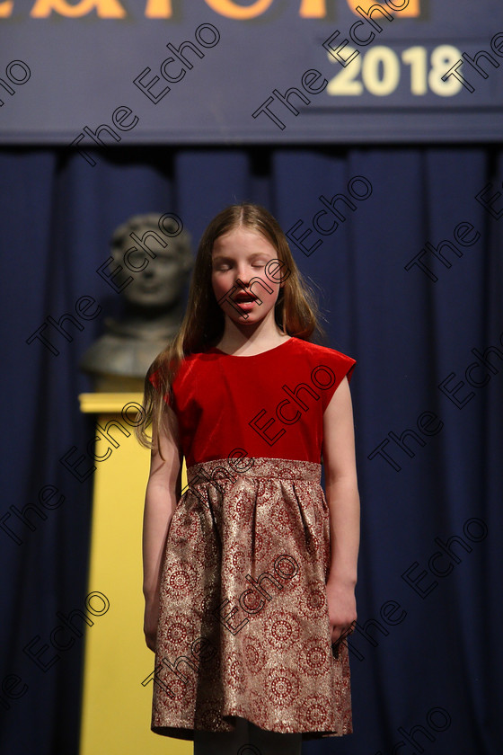 Feis25032018Sun38 
 38
Kate Mullane reciting poem.
 Speech and Drama Class: 366: Solo Verse Speaking Girls 9 Years and Under Section 5 Feis Maiti 92nd Festival held in Fr. Mathew Hall. EEjob 25/03/2018 Picture: Gerard Bonus