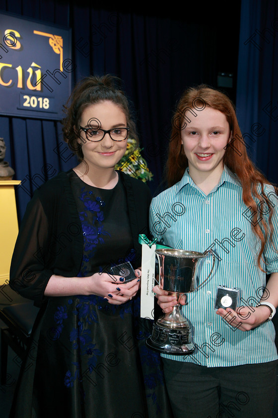 Feis01022018Thu18 
 18
Bronze Medallist Adel Murphy from Ballincollig; Cup winner and Silver Medallist Orla Gleeson from Bishopstown was given 90 marks representing the adjudicators highest mark awarded in three years.
 Instrumental Music Class: 213: The Daly Perpetual Cup
Woodwind 14Years and Under. Feis Maiti 92nd Festival held in Fr. Matthew Hall. EEjob 01/02/2018 Picture: Gerard Bonus.