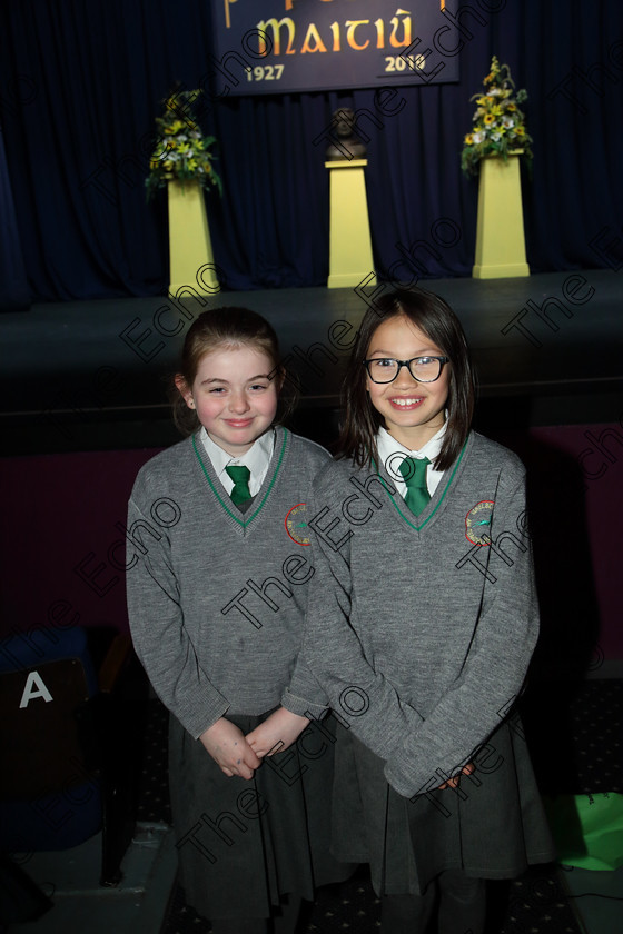 Feis03042019Wed08 
 8
Phoebe Trahy and Eva OSullivan from Gaelscoil an Teaghlaigh Naofa, Ballyphehane.

Rinn: 533: Corn U Bhuachalla Cr-Reacaireacht 9 Bliana DAois N Faoina An Clog Padraig MacConcoille. (b) A Rogha Fin.

Feis Maiti 93rd Festival held in Fr. Mathew Hall. EEjob 03/04/2019. Picture: Gerard Bonus