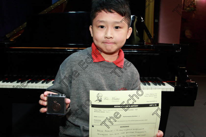 Feis05022019Tue12 
 12
2nd Place, Bronze Medallist Ryan Li from Douglas.

Class: 187: Piano Solo 9 Years and Under Confined Two contrasting pieces not exceeding 2 minutes.

Feis Maiti 93rd Festival held in Fr. Matthew Hall. EEjob 05/02/2019. Picture: Gerard Bonus