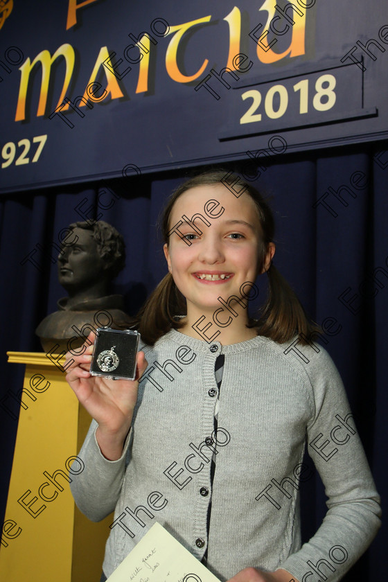 Feis15032018Thu01 
 1
Silver Medallist Elizabeth Diolun from College Road performed Evacuate. 
 Speech and Drama Class: 328: The Fr. Nessan Shaw Memorial Perpetual Cup Dramatic Solo 10 Years and Under Section 2 Feis Maiti 92nd Festival held in Fr. Mathew Hall. EEjob 15/03/2018 Picture: Gerard Bonus.