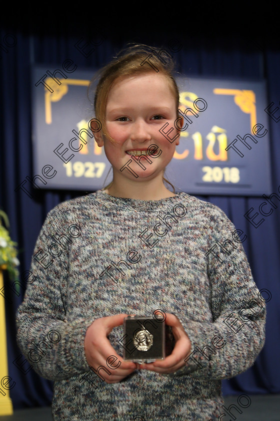 Feis21032018Wed11 
 11
Silver Medallist Clodagh McCarthy from Glanmire.
 Labhairt na Filocht agus Mreanna Drmaochta Class: 516: Bharslabhairt 9 Bliana DAois N Faoina Roinn 1 Feis Maiti 92nd Festival held in Fr. Mathew Hall. EEjob 21/03/2018 Picture: Gerard Bonus