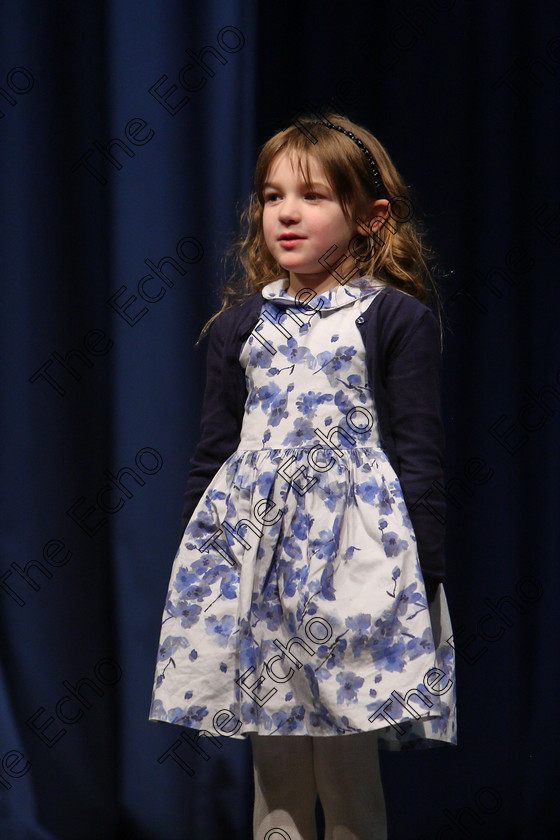 Feis24022018Sat27 
 27
Aoibhe McAuliffe performing.
 Speech and Drama Class: 369: Solo Verse Speaking Girls 6 Years and Under Section 3 Feis Maiti 92nd Festival held in Fr. Mathew Hall. EEjob 24/02/2018 Picture: Gerard Bonus.