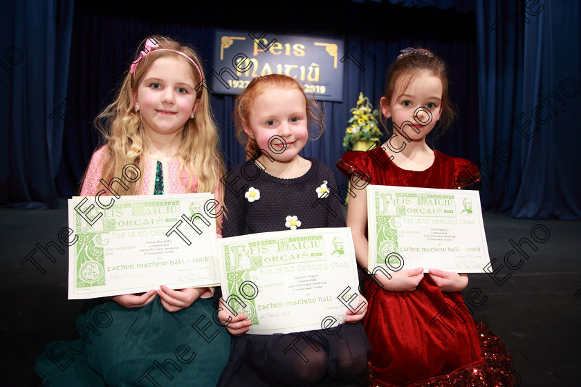 Feis23032019Sat55 
 55
Commended Emma McCarthy, Claire ORegan and Beth Hegarty from Courtmacsherry, Douglas and Kilworth.

Class: 369: Solo Verse Speaking Girls 6 Years and Under Section 2 Either Ice Cone Island Bernard Lodge or Night Fright Marian Swinger.

Feis Maiti 93rd Festival held in Fr. Mathew Hall. EEjob 23/03/2019. Picture: Gerard Bonus.