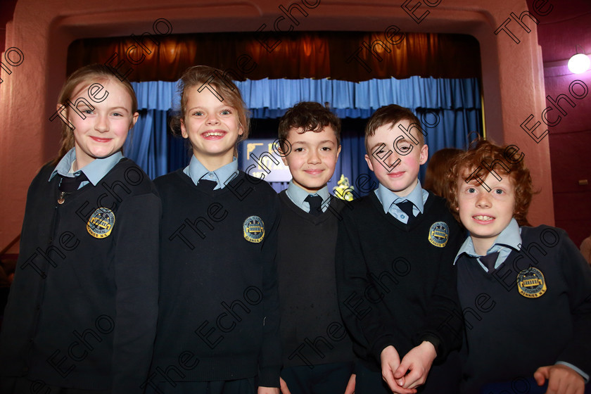 Feis28022019Thu36 
 36
Katie ORegan, Isabel McCarthy, Harry Piggott, Arlo McCarthy and Craig Kelly from Scoil Naomh Fionn. Rennies.

Class: 85: The Soroptimist International (Cork) Perpetual Trophy and Bursary
Bursary Value 130 Unison or Part Choirs 13 Years and Under Two contrasting folk songs.

Feis Maiti 93rd Festival held in Fr. Mathew Hall. EEjob 28/02/2019. Picture: Gerard Bonus