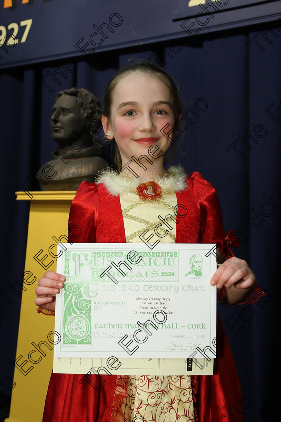 Feis15032018Thu05 
 5
Commended Melody OLeary Reidy from Ballycotton performed The Princess and The Pea.
 Speech and Drama Class: 328: The Fr. Nessan Shaw Memorial Perpetual Cup Dramatic Solo 10 Years and Under Section 2 Feis Maiti 92nd Festival held in Fr. Mathew Hall. EEjob 15/03/2018 Picture: Gerard Bonus.