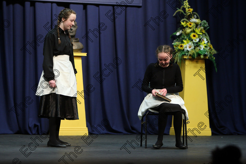 Feis22022018Thu36 
 36
Emma Fitton and Risn Leahy performing a scene from Jane Eyre.
 Speech and Drama Classes: 310: The Peg Hallahan Perpetual Trophy Dramatic Duo 14 Years and Under Feis Maiti 92nd Festival held in Fr. Mathew Hall. EEjob 22/02/2018 Picture: Gerard Bonus.