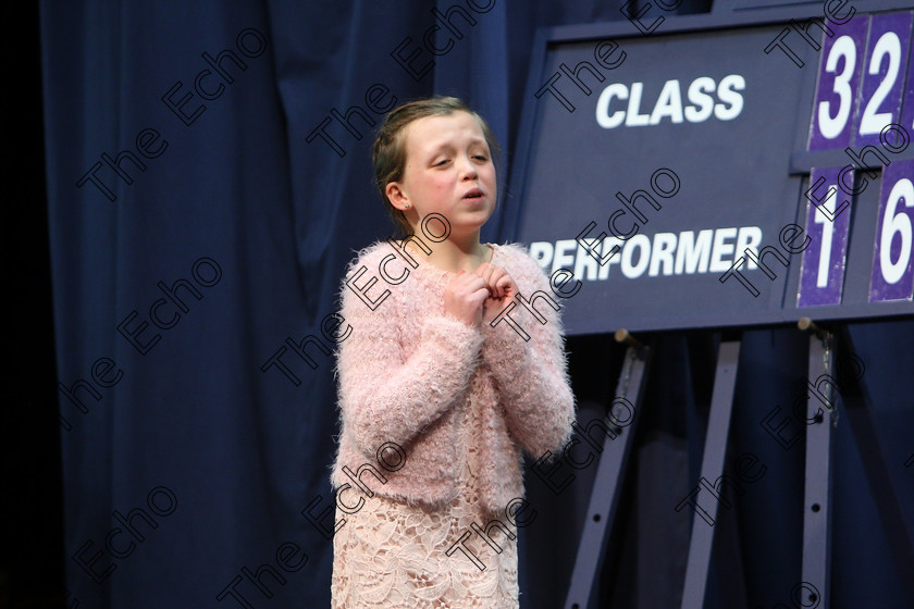 Feis19022018Mon30 
 30
Orlaith OSullivan performing Ear Piercing.
 Speech and Drama Class: 327: The Hartland Memorial Perpetual Trophy Dramatic Solo 12YearsandUnder Section 1 Feis Maiti 92nd Festival held in Fr. Mathew Hall. EEjob 19/02/2018 Picture: Gerard Bonus.