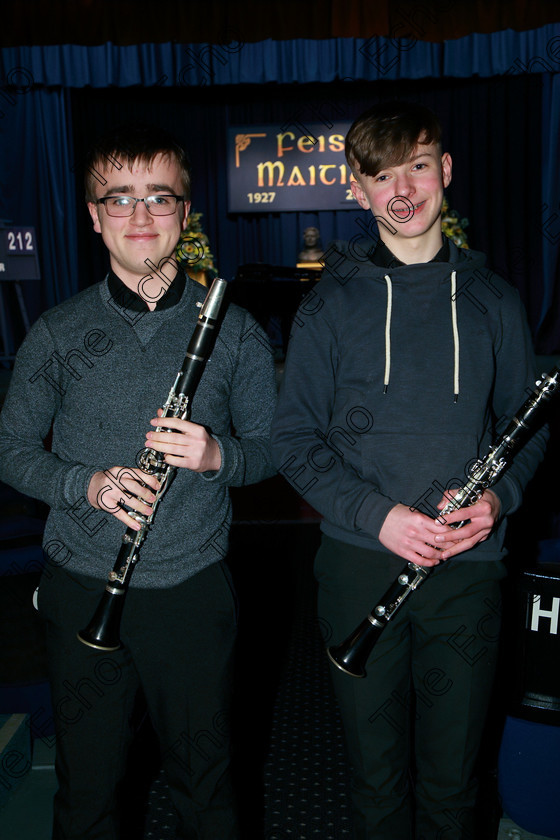 Feis09022018Fri19 
 19
Performers Daire Sweeney and James Gibson from Rochestown and Glanmire.
 Instrumental Music Class: 212: Woodwind Solo16 Years and Under Feis Maiti 92nd Festival held in Fr. Mathew Hall. EEjob 09/02/2018 Picture: Gerard Bonus.