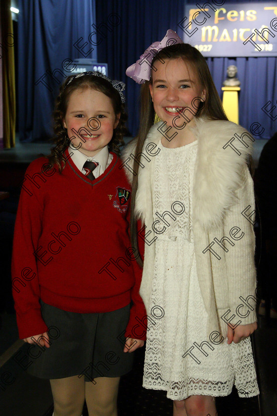 Feis14032018Wed28 
 28
Performers Sophie Bermingham from Carrigaline and Rachel Lee from Blarney.
 Speech and Drama Class: 328: The Fr. Nessan Shaw Memorial Perpetual Cup Dramatic Solo 10 Years and Under Section1Feis Maiti 92nd Festival held in Fr. Mathew Hall. EEjob 14/03/2018 Picture: Gerard Bonus.