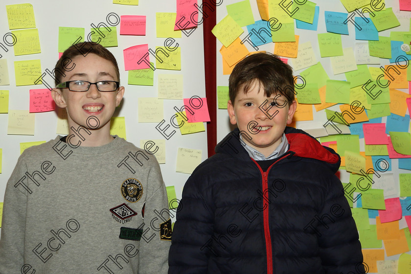 Feis15032018Thu11 
 11
Performers Kyle OSullivan and William OConnell from Gurranabraher and Tower.
 Speech and Drama Class: 378: Solo Verse Speaking Boys 11 Years and Under Section 2 Feis Maiti 92nd Festival held in Fr. Mathew Hall. EEjob 15/03/2018 Picture: Gerard Bonus.