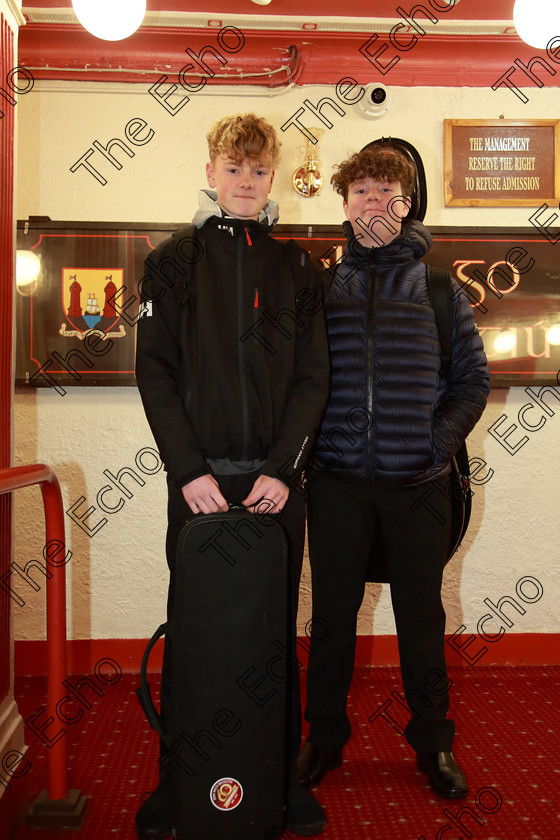 Feis05022019Tue17 
 17
Conor Galvin and Harry Neal from Glanmire and Douglas arriving for their performance.

Class: 267: Duo Classes Junior Two contrasting pieces not to exceed 10 minutes.

Feis Maiti 93rd Festival held in Fr. Matthew Hall. EEjob 05/02/2019. Picture: Gerard Bonus