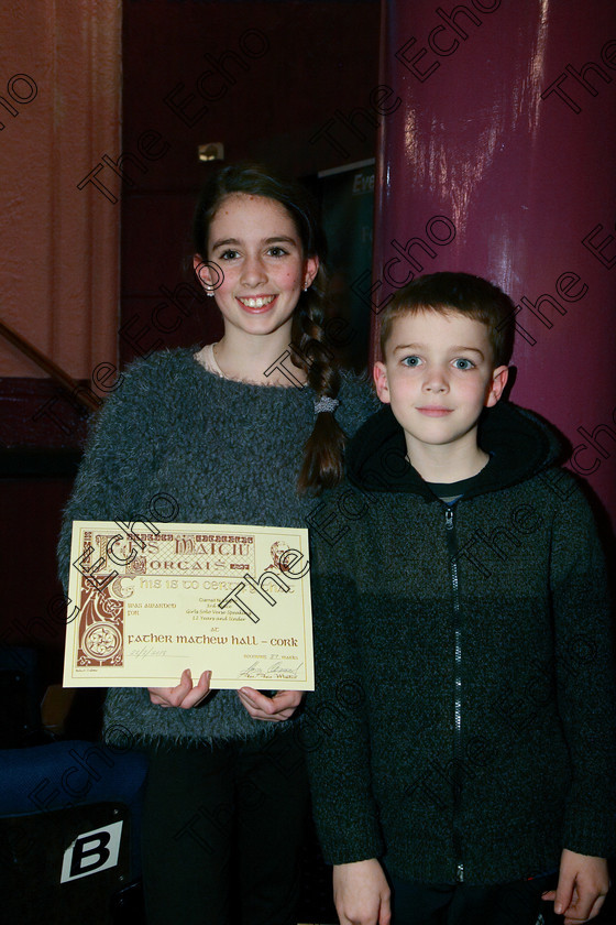 Feis22022018Thu31 
 31
3rd place Ciarnait Lyons from Glounthaune with her brother Ruartn.
 Speech and Drama Classes: 363: Solo Verse Speaking Girls 12 Years and Under Section 1
Feis Maiti 92nd Festival held in Fr. Mathew Hall. EEjob 22/02/2018 Picture: Gerard Bonus.