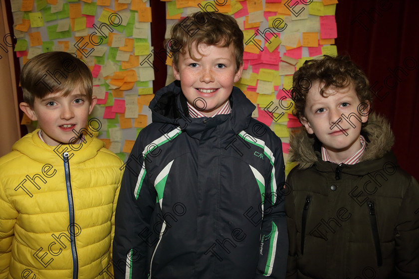 Feis03042019Wed02 
 2
Oran  Liathin, Oscar Mac Mathna and Daniel Mac Siubhne from Gaelscoil U Riada Wilton.

Rinn: 533: Corn U Bhuachalla Cr-Reacaireacht 9 Bliana DAois N Faoina An Clog Padraig MacConcoille. (b) A Rogha Fin.

Feis Maiti 93rd Festival held in Fr. Mathew Hall. EEjob 03/04/2019. Picture: Gerard Bonus